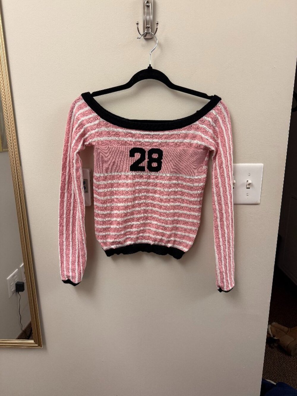 Pink jersey style sweater